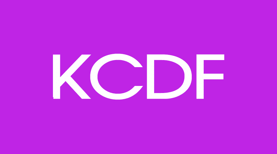 A purple background with the letters kcdf in white.