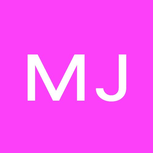 A pink background with the letter m and j