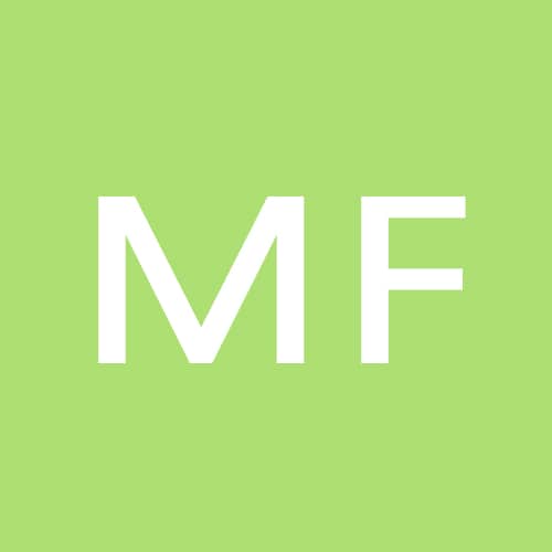 A green square with the letter m and f in white.